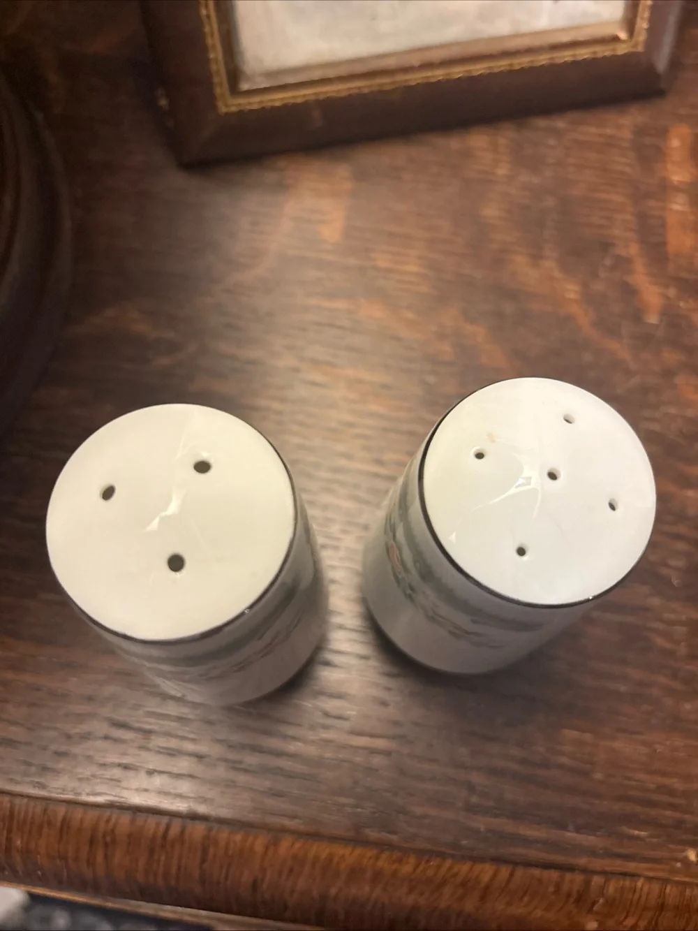 Porcelain Floral Salt and Pepper Shaker Set - White and Green